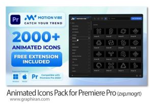 پروژه پریمیر 2000+ آیکون متحرک Animated Icons Pack Free Extension for Premiere Pro Included پروژه پریمیر 2000+ آیکون متحرک Animated Icons Pack Free Extension for Premiere Pro Included