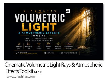 پروژه افترافک افکت های نوری سینمایی و اتمسفریک Cinematic Volumetric Light Rays & Atmospheric Effects Toolkit