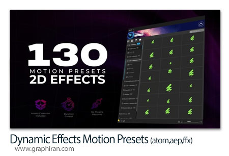 دانلود 130 پریست حرکتی داینامیک برای افترافکت Dynamic Effects Motion Presets