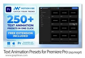 پروژه پریمیر 250+ پریست انیمیشن متن Text Animation Presets Pack Free Extension for Premiere Pro Included پروژه پریمیر 250+ پریست انیمیشن متن Text Animation Presets Pack Free Extension for Premiere Pro Included