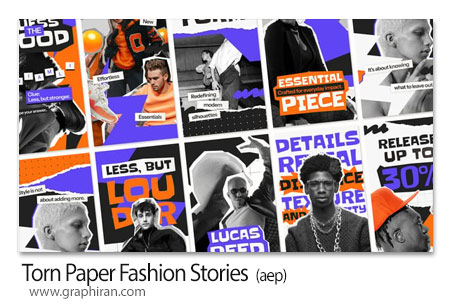 پروژه افترافکت استوری اینستاگرام فشن پاره شدن کاغذ Torn Paper Fashion Stories