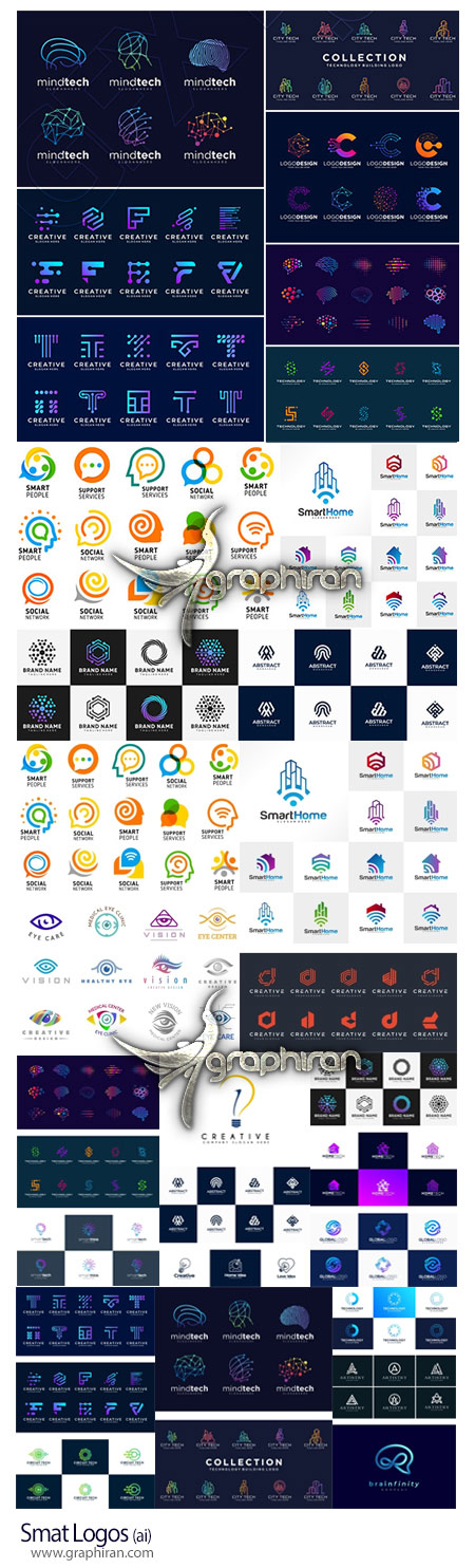 دانلود مجموعه لوگو فناوری، هوش مصنوعی و نوآوری Smart Logos