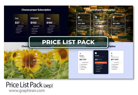 پروژه افترافکت پک لیست قیمت محصولات و خدمات Price List Pack