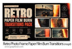 ترانزیشن های پریمیر سوختن فیلم و کاغذ قدیمی Retro Photo Frame Paper Film Burn Transitions Pack ترانزیشن های پریمیر سوختن فیلم و کاغذ قدیمی Retro Photo Frame Paper Film Burn Transitions Pack