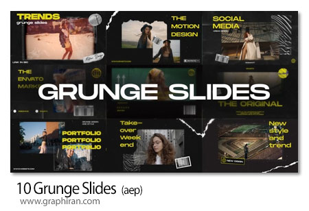 پروژه افترافکت 10 اسلایدشو گرانج Grunge Slides