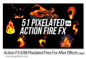 پروژه افترافکت افکت های آتش پیکسلی 8 بیتی Action FX 8 Bit Pixelated Fires پروژه افترافکت افکت های آتش پیکسلی 8 بیتی Action FX 8 Bit Pixelated Fires
