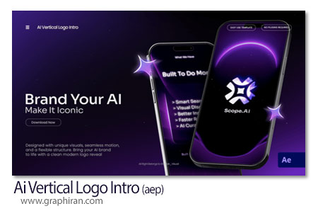 پروژه افترافکت اینترو عمودی لوگو هوش مصنوعی Ai Vertical Logo Intro