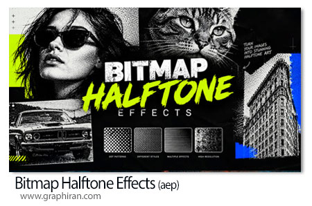 پروژه افترافکت افکت های هافتون و بیت مپ Bitmap Halftone Effects