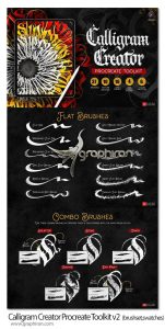 پک براش و سواچ پروکریت طراحی کالیگرافی Calligram Creator Procreate Toolkit v2 پک براش و سواچ پروکریت طراحی کالیگرافی Calligram Creator Procreate Toolkit v2