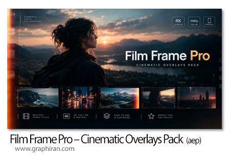 پروژه افترافکت افکت های پوششی قاب سینمایی Film Frame Pro - Cinematic Overlays Pack