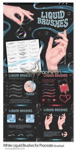 براش پروکریت مایع سفید شفاف Procreate White Liquid Brushes براش پروکریت مایع سفید شفاف Procreate White Liquid Brushes