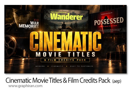 پروژه افترافکت پک تایتل و عنوان بندی سینمایی Cinematic Movie Titles & Film Credits Pack
